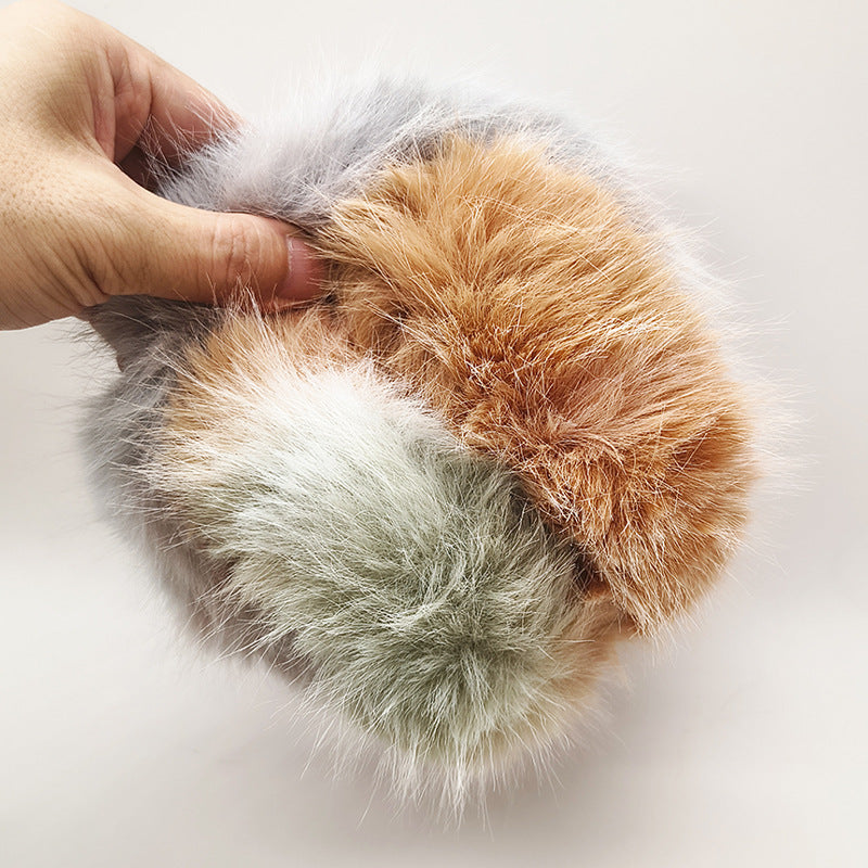 Patchwork Faux Fur Fluffy Winter Earmuffs - Yellow