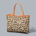 Leopard Canvas Shoulder Tote With Zip Closure - Leopard