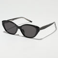 Retro Slim-Frame Cat-Eye Sunglasses - Black