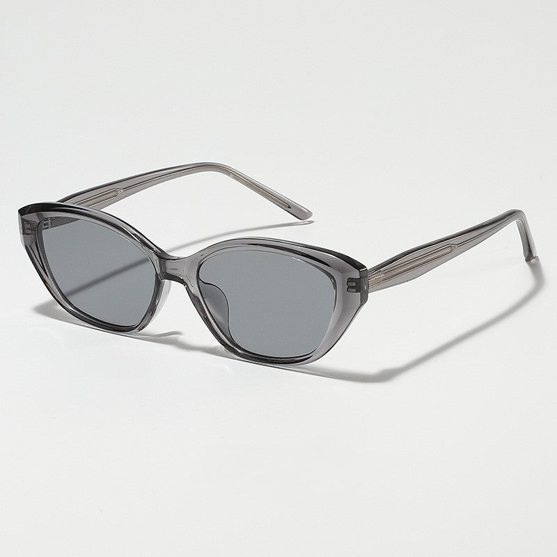 Retro Slim-Frame Cat-Eye Sunglasses - Grey