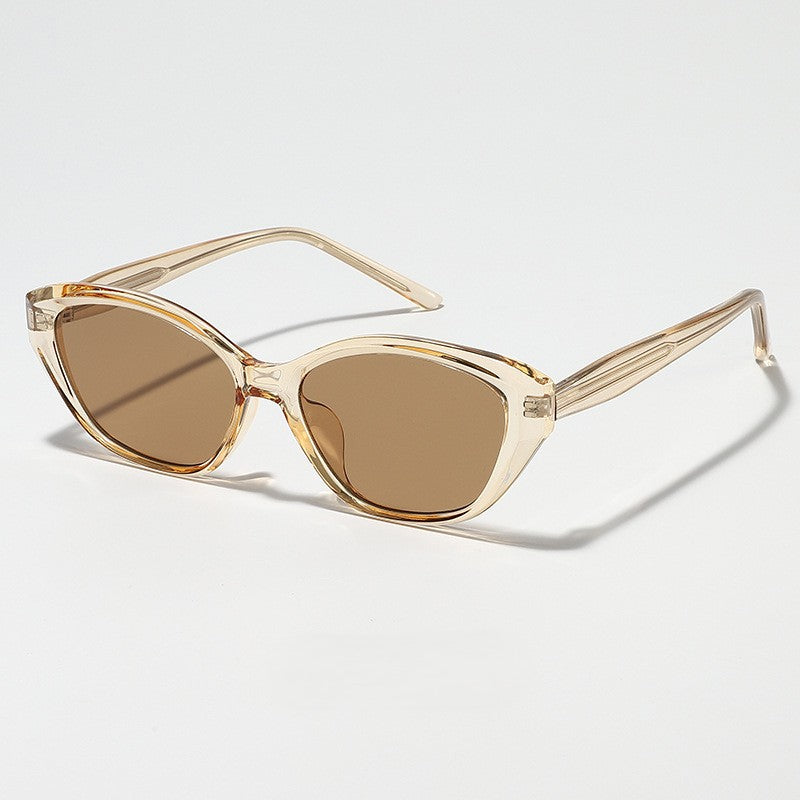 Retro Slim-Frame Cat-Eye Sunglasses - Champagne