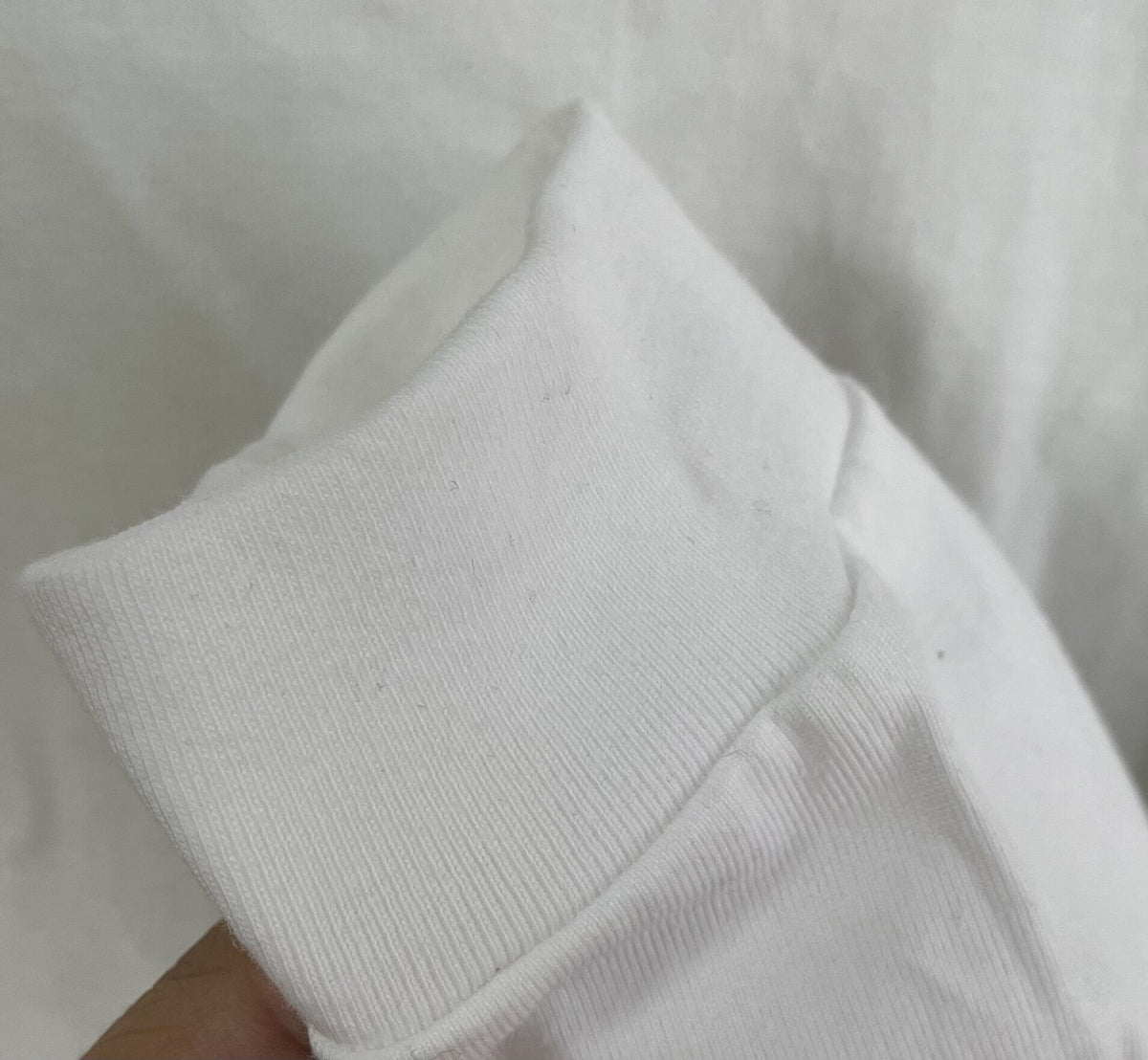Minimal Text Long Sleeve Drop Shoulder Tee - white - 1