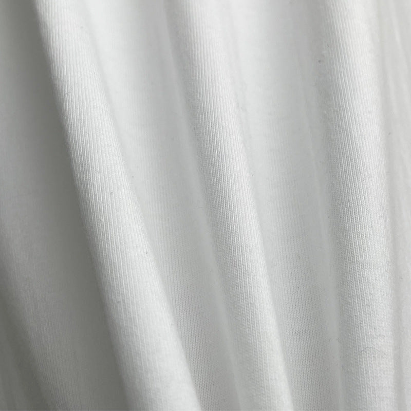 Minimal Text Long Sleeve Drop Shoulder Tee - white - 2