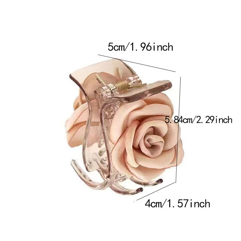 Fabric Rose Claw Hair Clip - Champagne