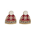 Crystal Trim Santa Hat Earrings - Hat
