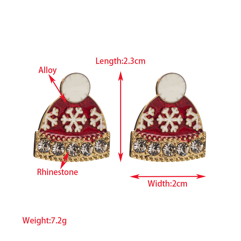 Crystal Trim Santa Hat Earrings - Hat - 1