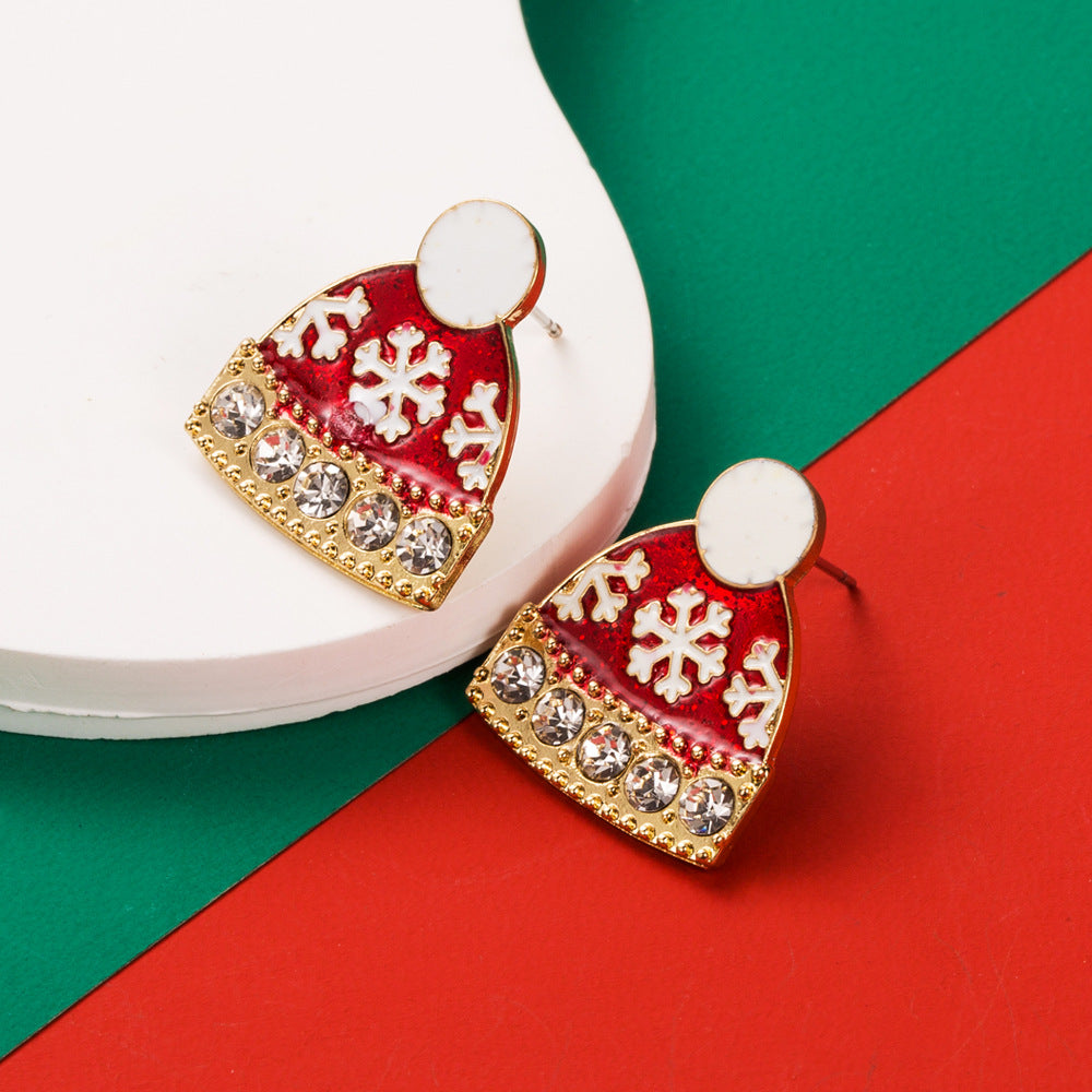 Crystal Trim Santa Hat Earrings - view 1