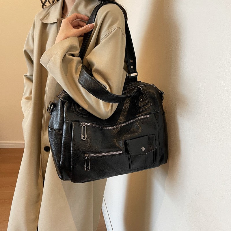 Vintage Slouchy Faux Leather Shoulder Bag