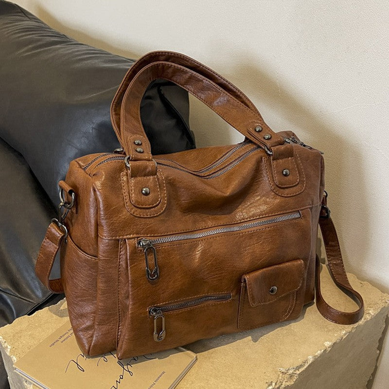 Vintage Slouchy Faux Leather Shoulder Bag