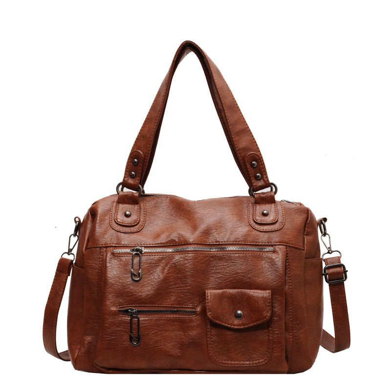Vintage Slouchy Faux Leather Shoulder Bag