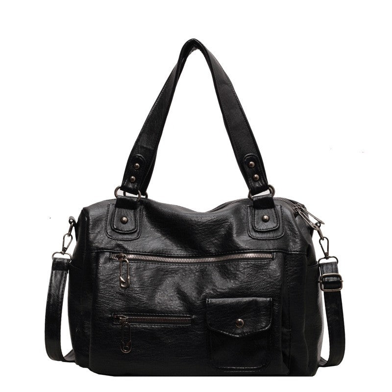 Vintage Slouchy Faux Leather Shoulder Bag