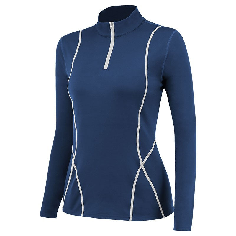 Fleece Lined Contrast Stitch Half Zip Workout Top