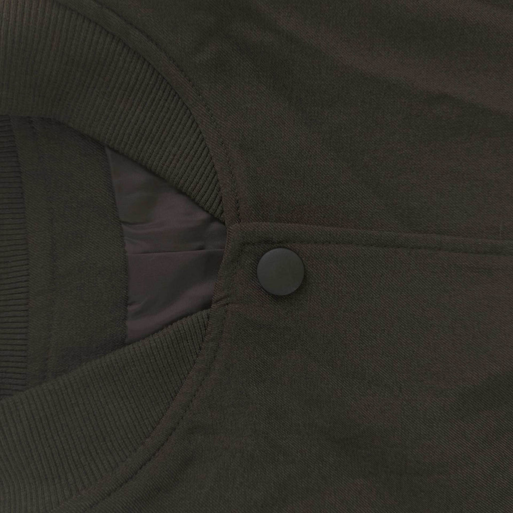 Cropped Button Front Bomber Jacket - Olive - 2