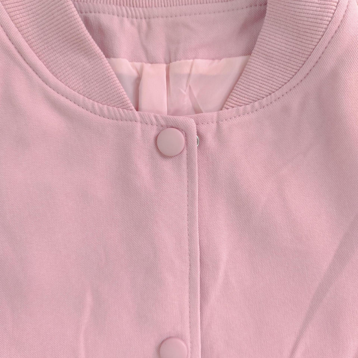 Cropped Button Front Bomber Jacket - Pink - 1