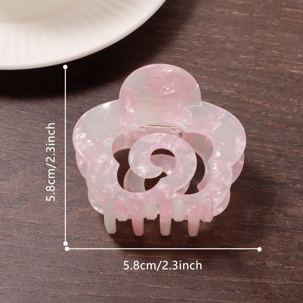 Marbled Flower Hair Claw Clip - Pink