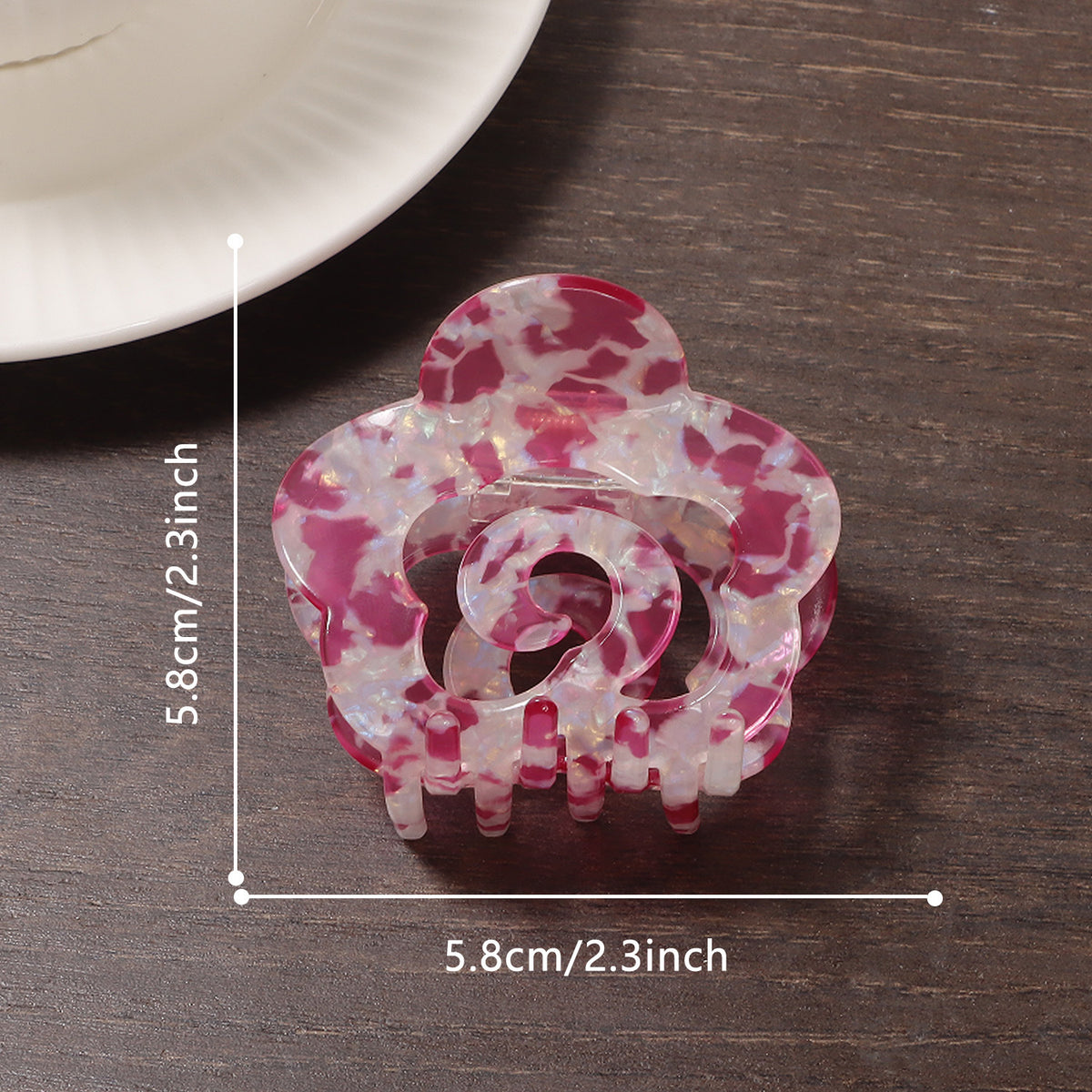 Marbled Flower Hair Claw Clip - Red