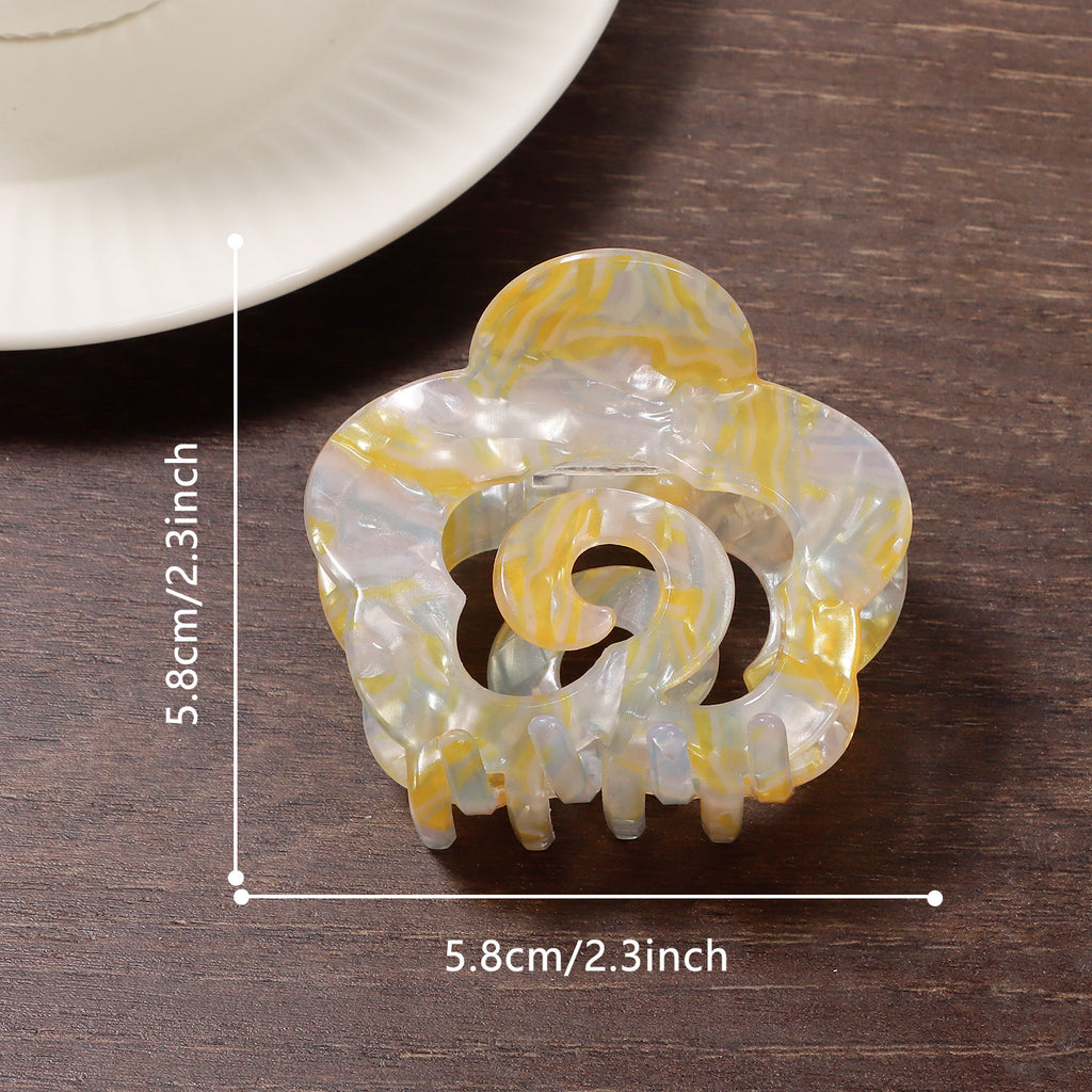 Marbled Flower Hair Claw Clip - Yellow