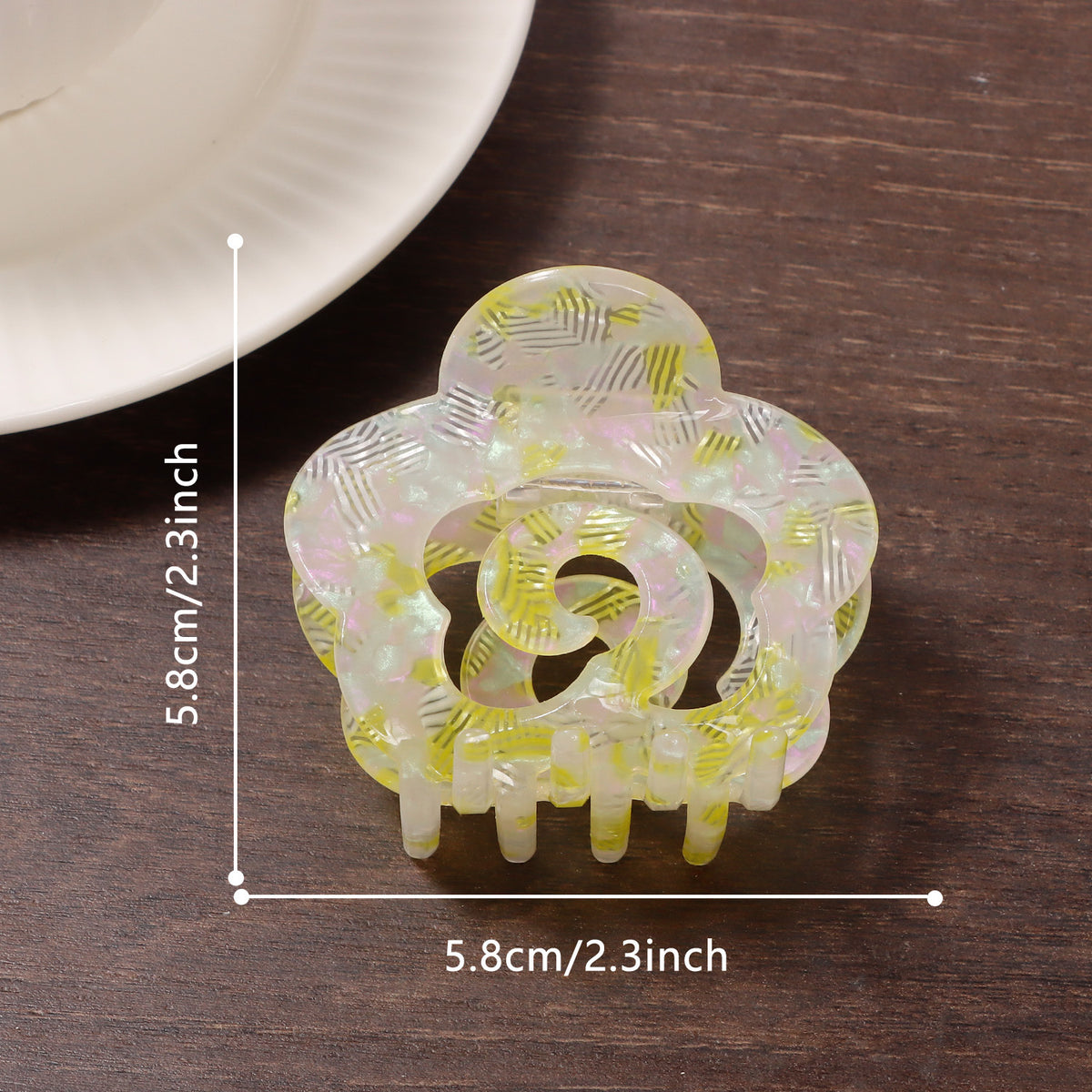 Marbled Flower Hair Claw Clip - Yellow01