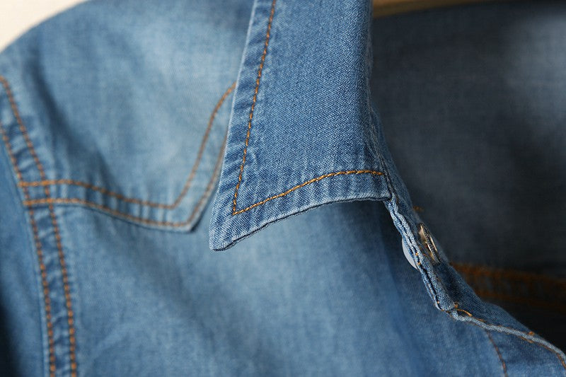 Tie Front Cropped Denim Shirt Cardigan - view 2
