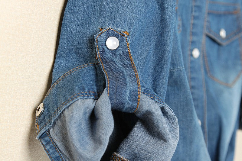 Tie Front Cropped Denim Shirt Cardigan - view 5