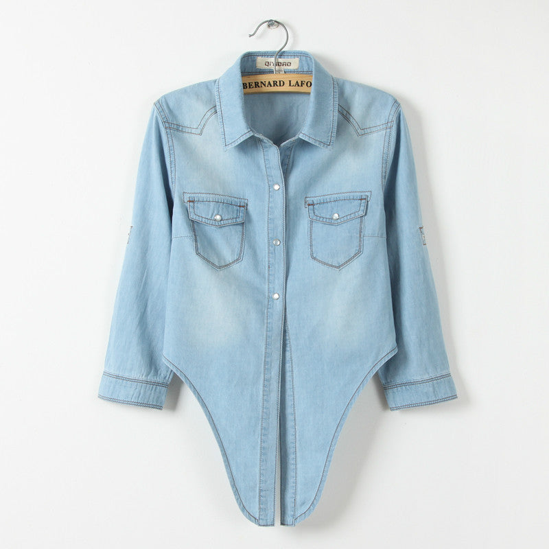 Tie Front Cropped Denim Shirt Cardigan - view 6