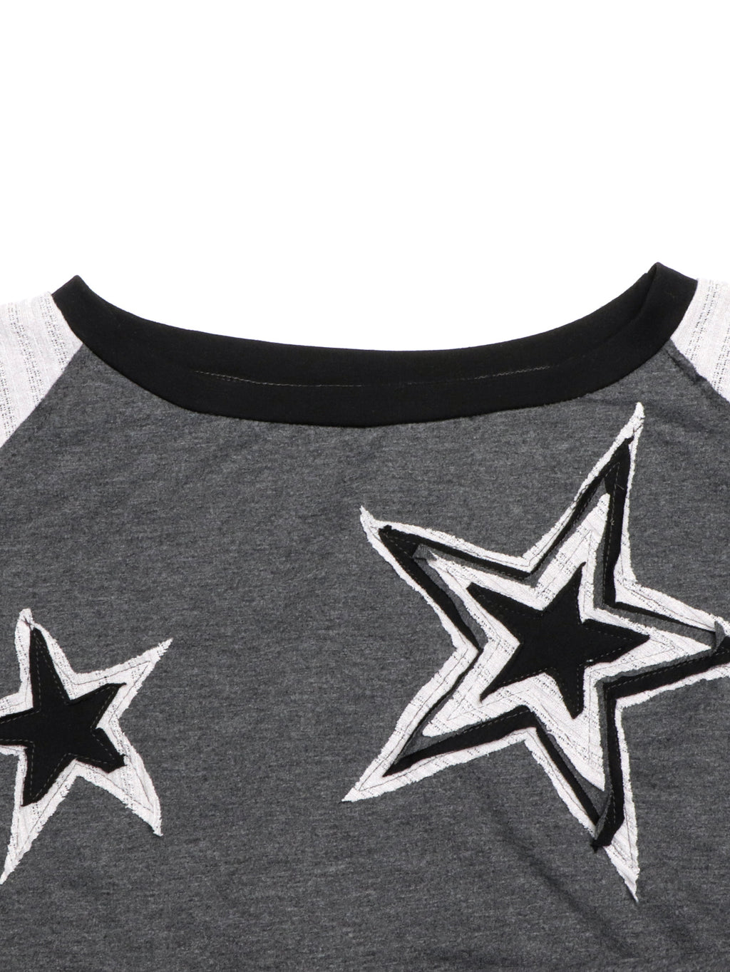 Star Patch Cropped Long Sleeve Boxy Tee - Grey - 4