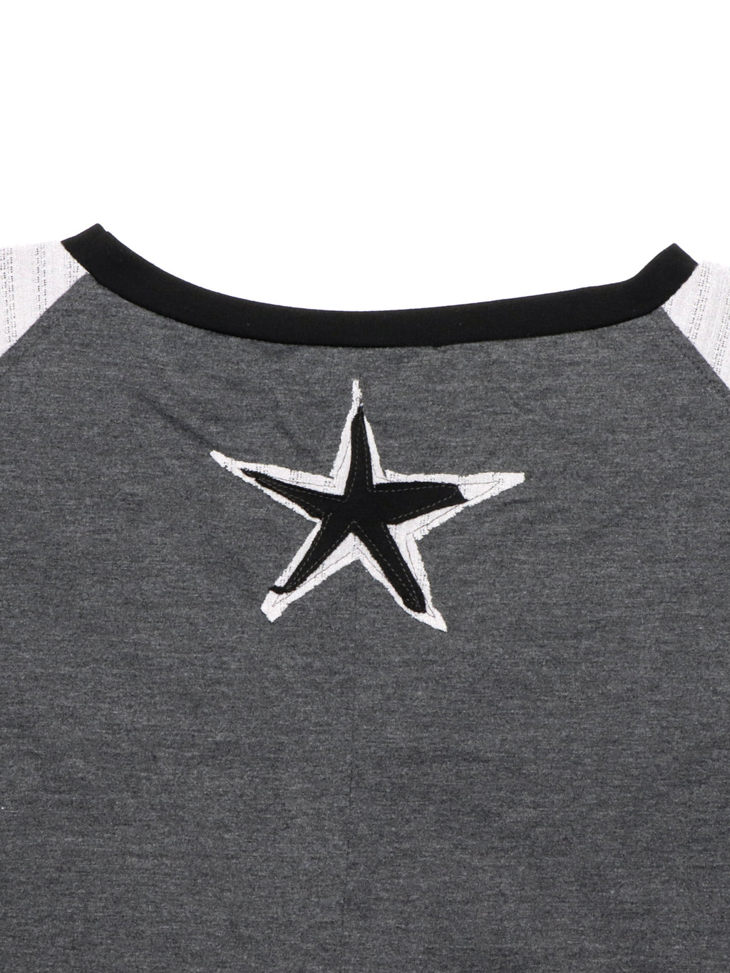 Star Patch Cropped Long Sleeve Boxy Tee - Grey - 5