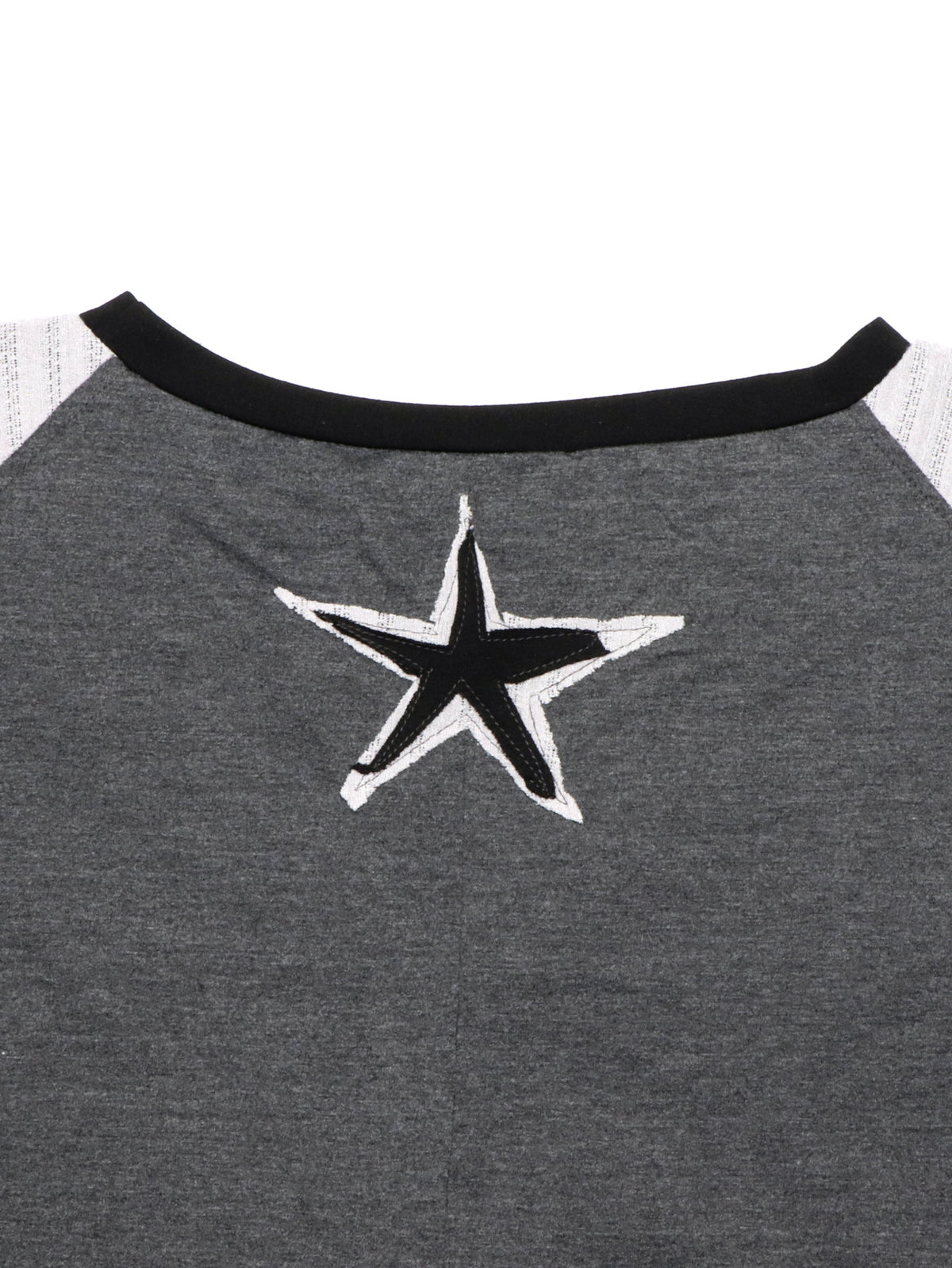 Star Patch Cropped Long Sleeve Boxy Tee - Grey - 5