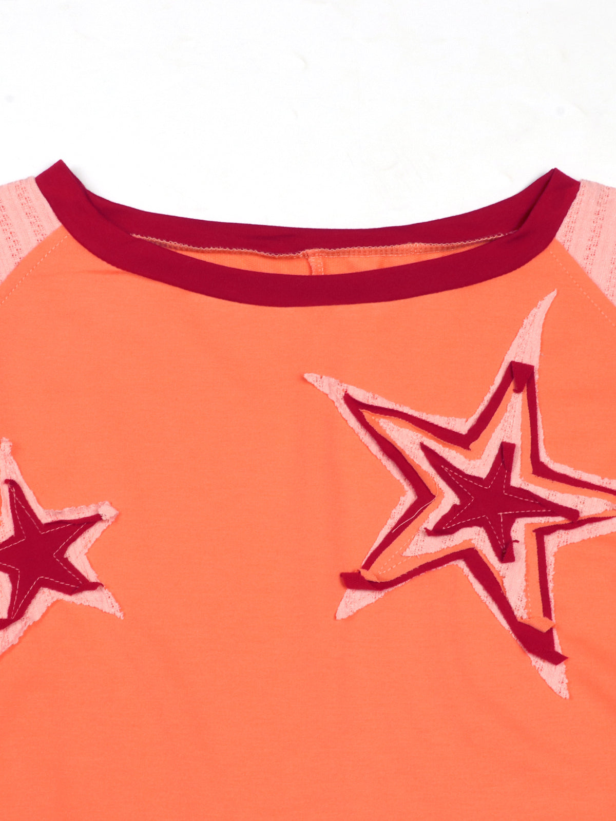 Star Patch Cropped Long Sleeve Boxy Tee - Orange - 3