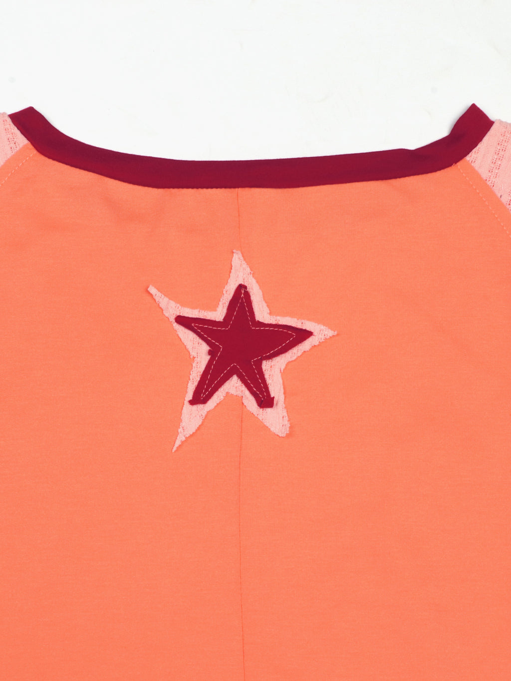 Star Patch Cropped Long Sleeve Boxy Tee - Orange - 4