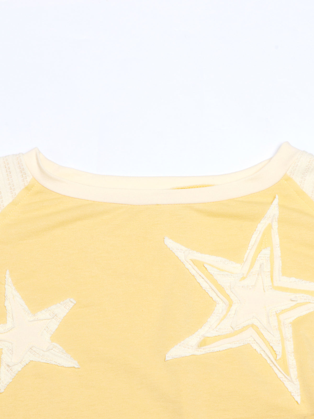 Star Patch Cropped Long Sleeve Boxy Tee - Yellow - 3