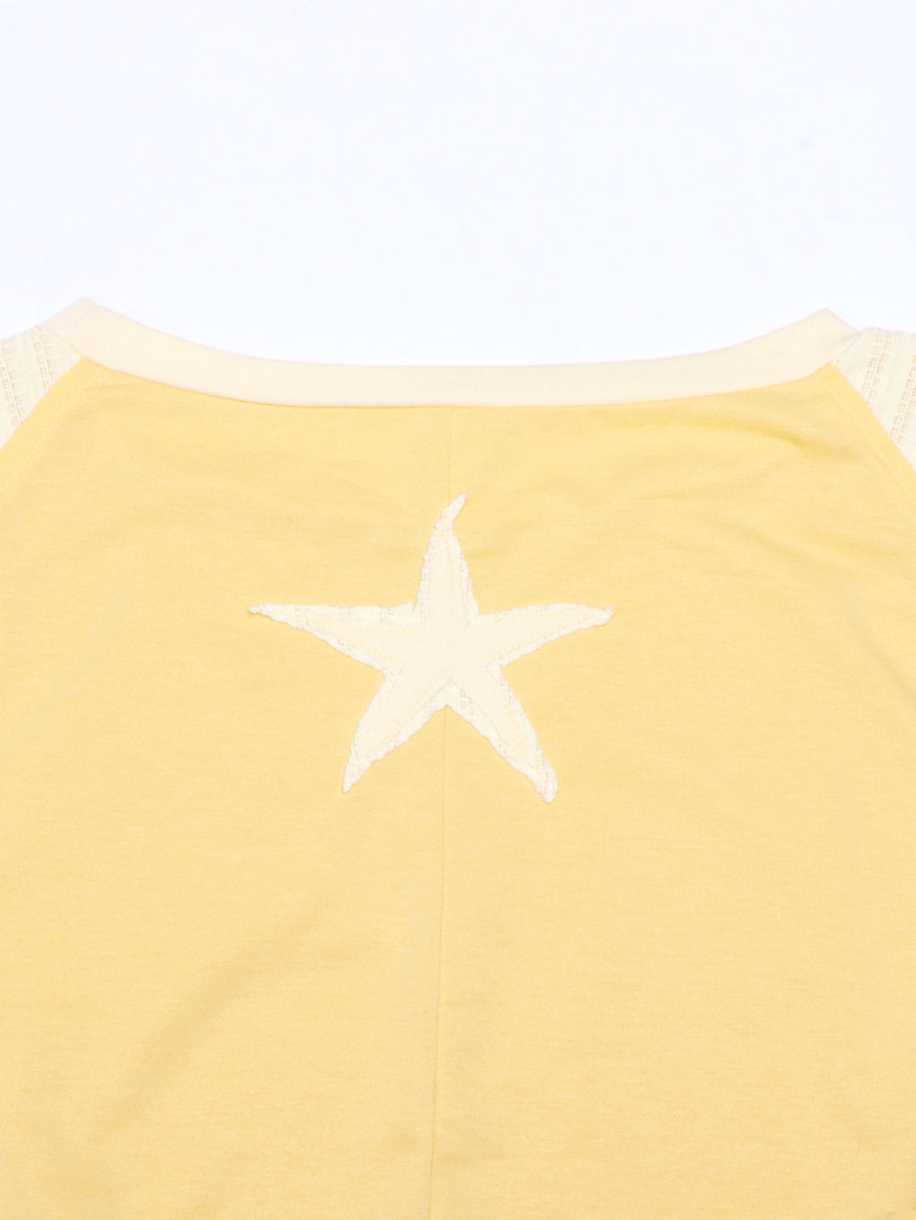Star Patch Cropped Long Sleeve Boxy Tee - Yellow - 4