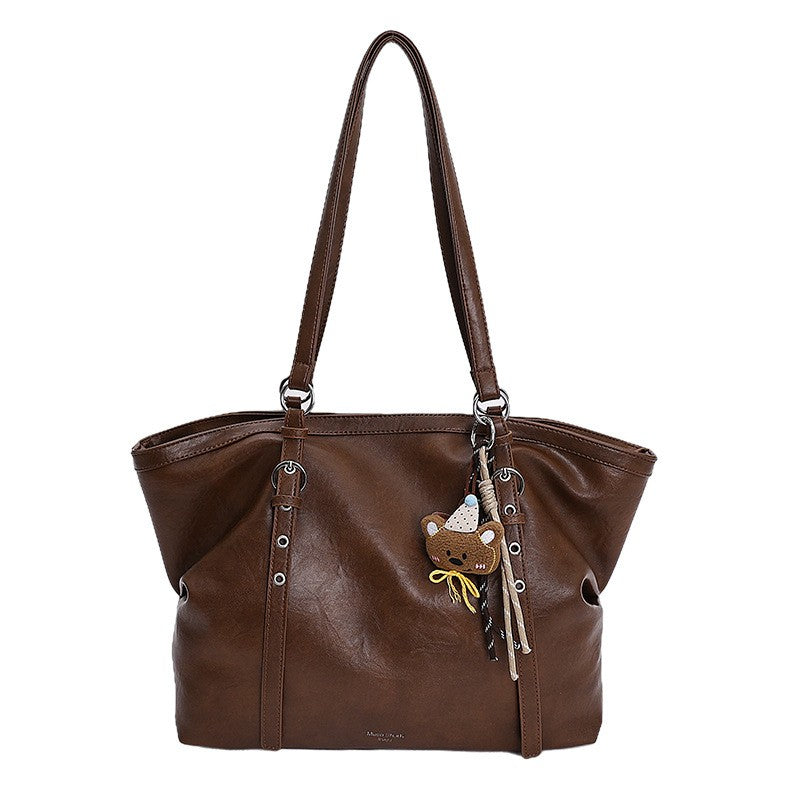 Vintage Faux Leather Slouchy Tote Bag