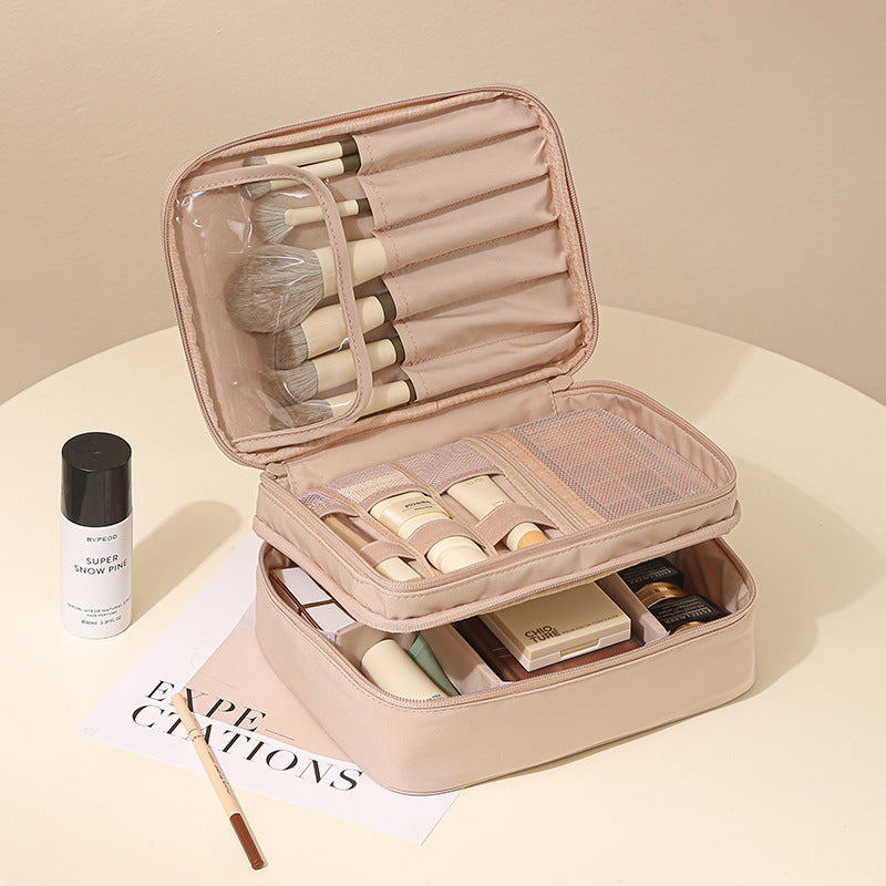 Portable Travel Makeup Case With Brush Holders - B2