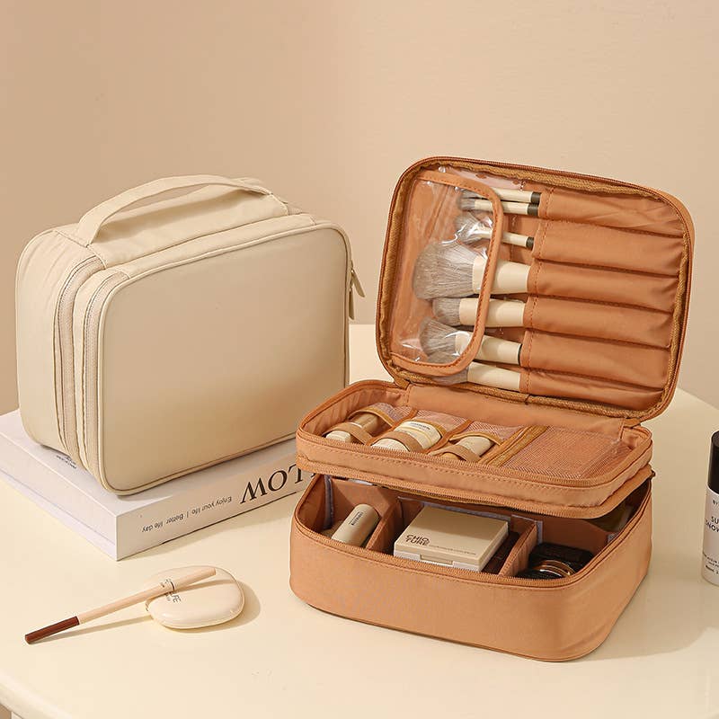 Portable Travel Makeup Case With Brush Holders