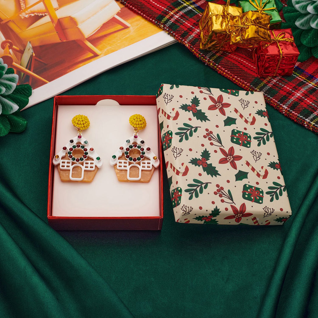 Gingerbread House Drop Earrings - Yellow - 1