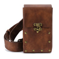 Studded Vintage Faux Leather Belt Bag - Brown