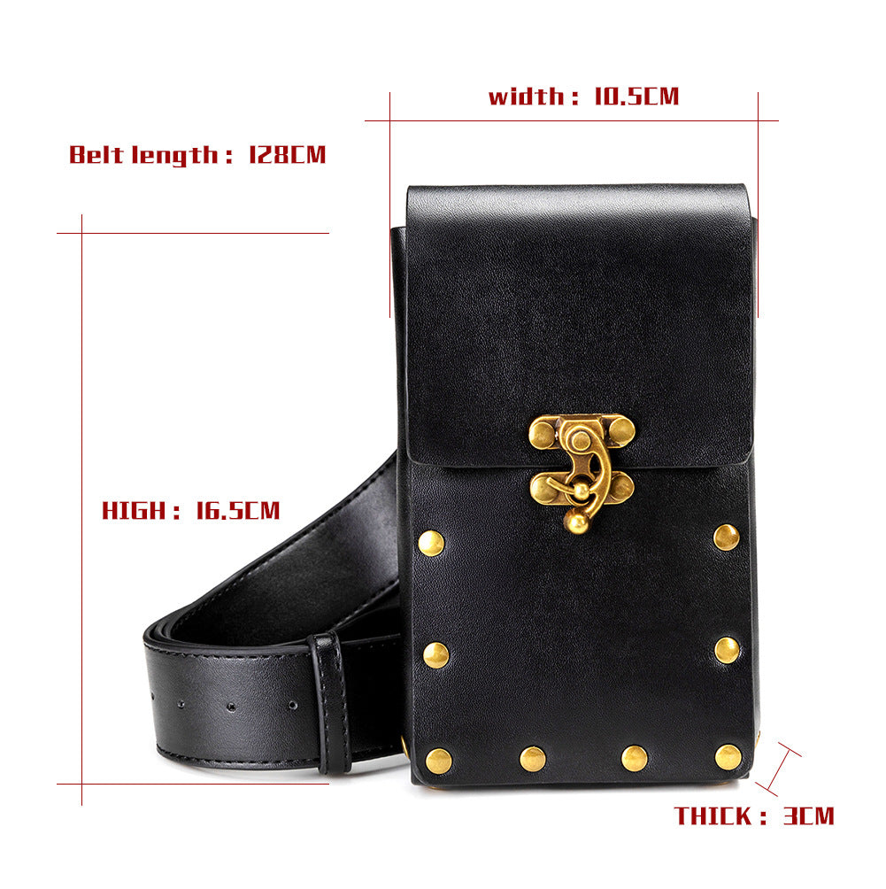Studded Vintage Faux Leather Belt Bag