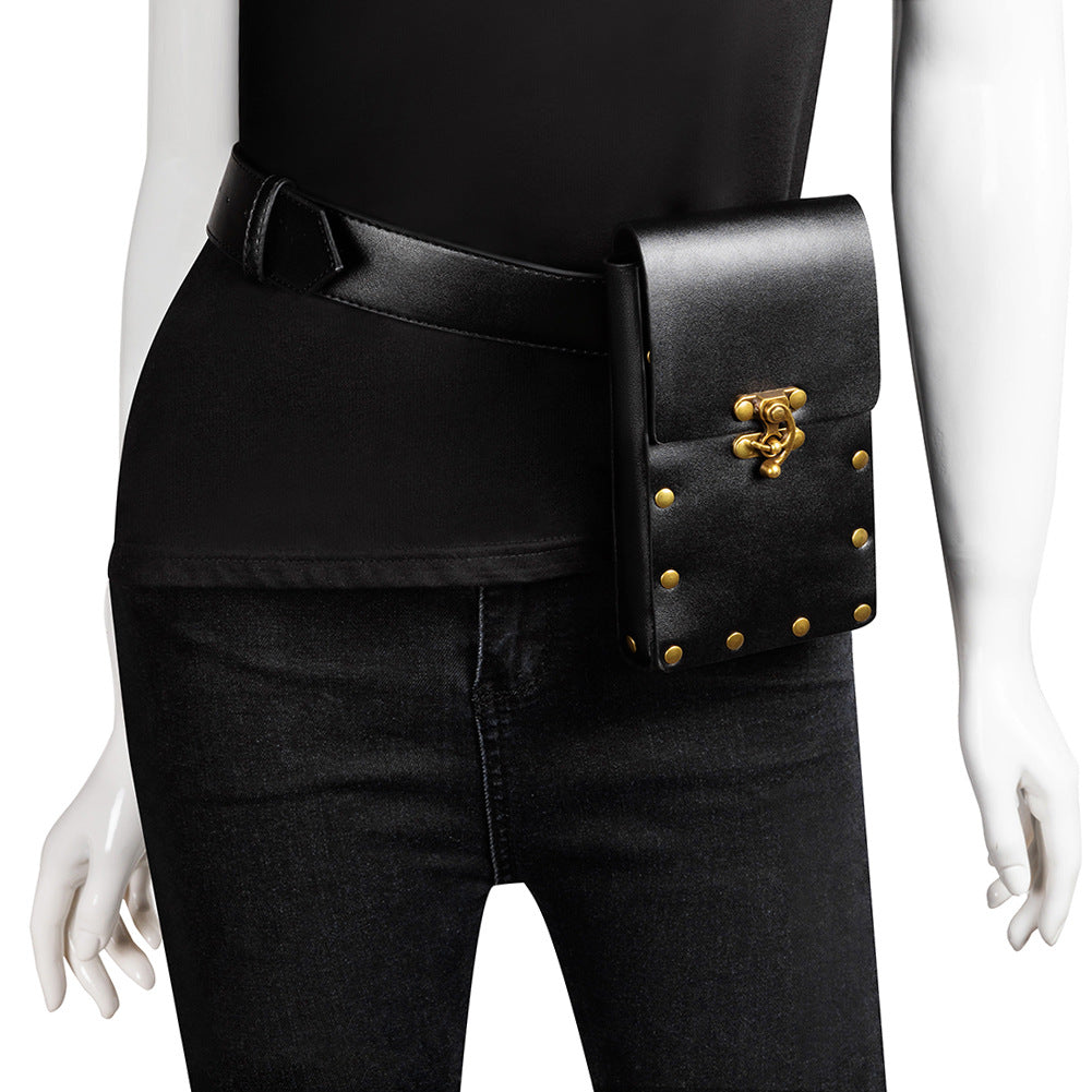 Studded Vintage Faux Leather Belt Bag - view 1