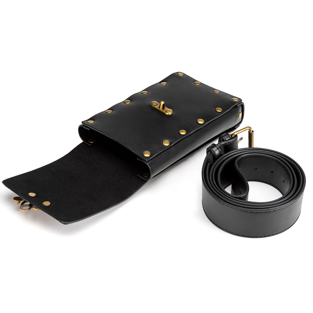 Studded Vintage Faux Leather Belt Bag - view 3