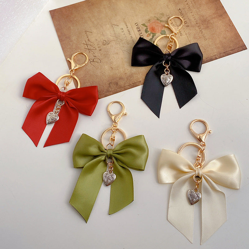 Coquette Satin Ribbon Bow Charm Keychain