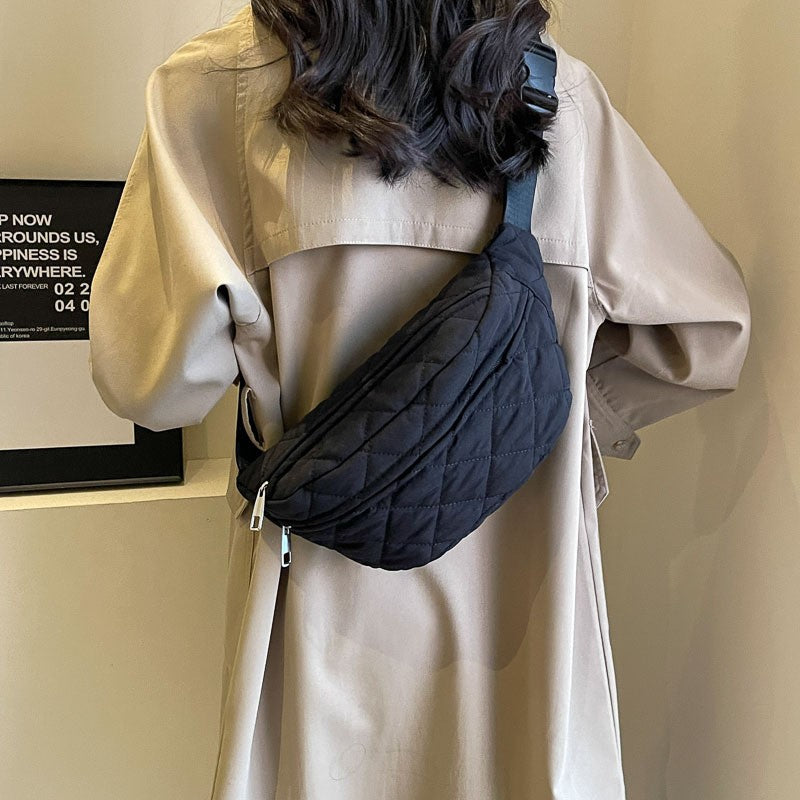 Quilted Puffer Sling Belt Bag