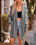 Oversized Shawl Collar Button Longline Cardigan - Grey