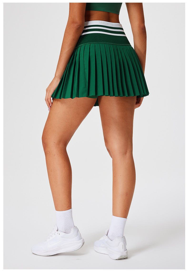 Striped Waistband Pleated Tennis Skirt