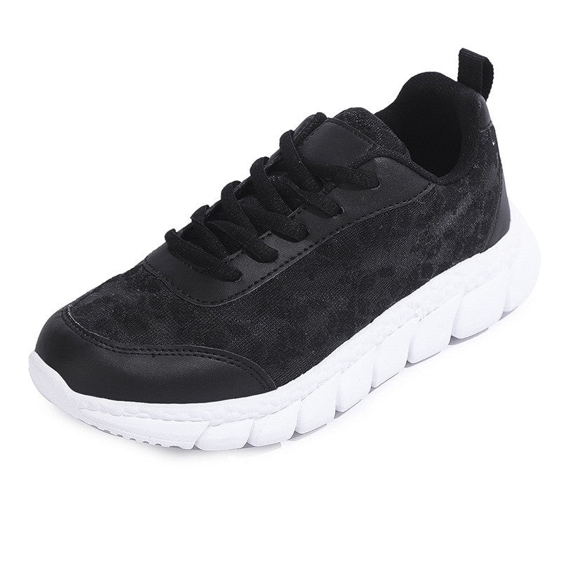 Floral Mesh Lace-Up Walking Sneakers