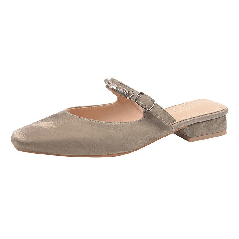 Jeweled Strap Square Toe Mary Jane Mules