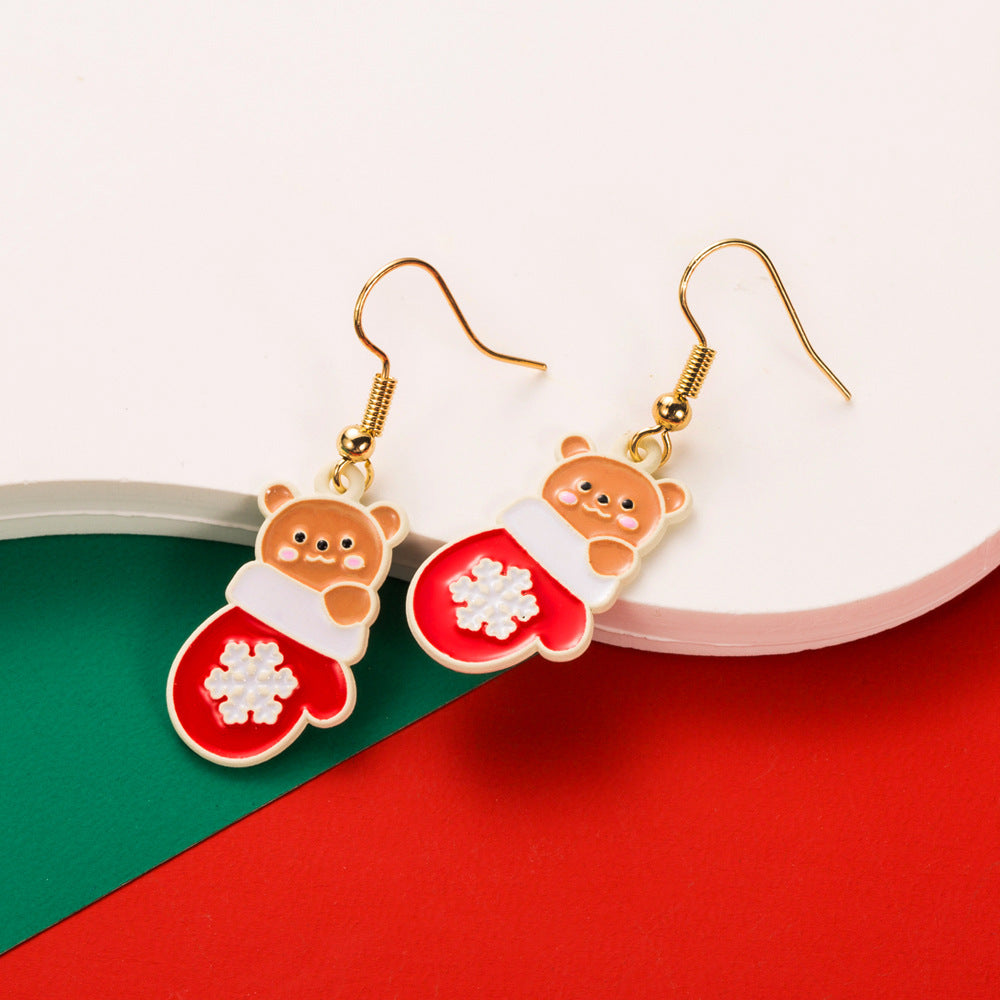 Bow And Mitten Enamel Earrings - Gloves