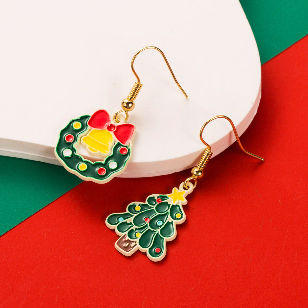 Bow And Mitten Enamel Earrings - Tree