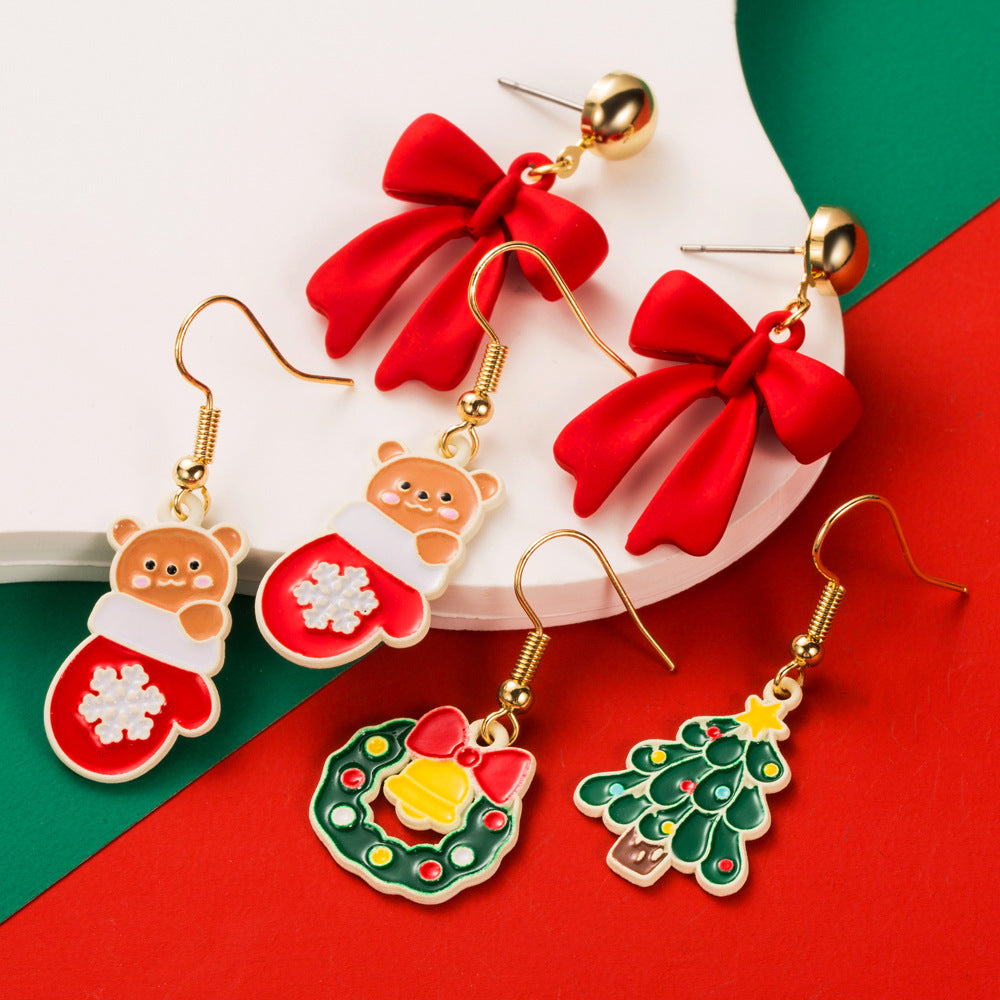 Bow And Mitten Enamel Earrings - view 1