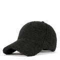 Sherpa Fleece Curved Brim Baseball Cap - Black